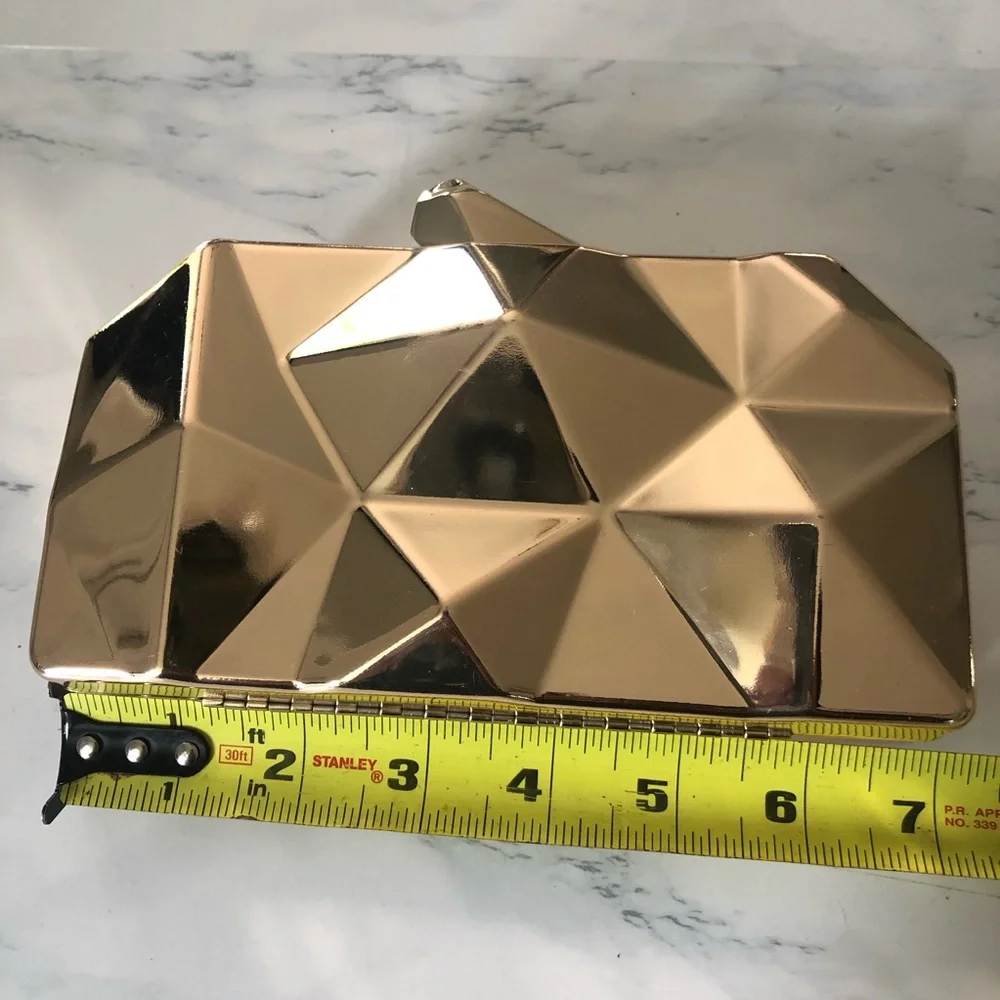 Women’s hard case metal purse clutch black velvet lined - Picture 5 of 6